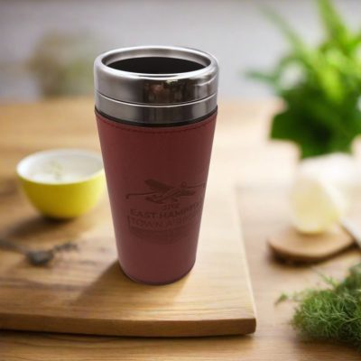 Vegan Leather Tumbler - Maroon (15 oz)