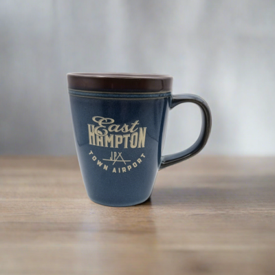Ceramic Coffee Mug - Dark Blue and Brown (14oz)
