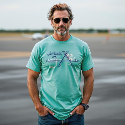 Airport Runway Map Tee - Eucalyptus Blue