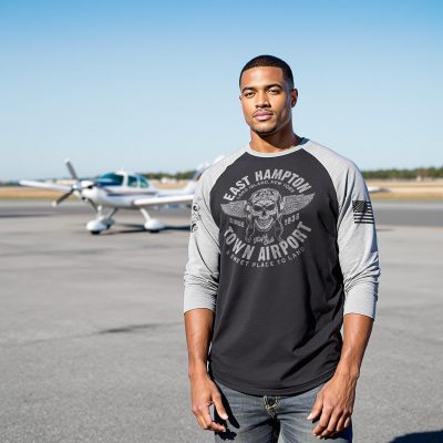 East Hampton Skull Baseball Tee - Black/grey